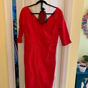 3/4 sleeve red wiggle dress sz xxl